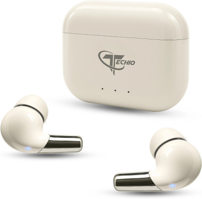 Techio Airloop 5.3 Earbuds with Crystal Clear Calls, ENC, Type-C & Bass Boost Bluetooth(White, True Wireless)
