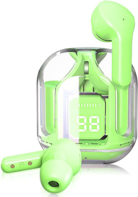 Ezerio Air31 Bluetooth Headphones LED Display Mini Crystal in-Ear Earbuds with Wireless Bluetooth(Parrot Green, In the Ear)