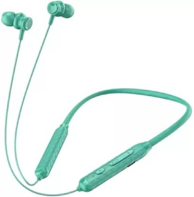 TEQIR Classical Sound Base Bluetooth Neckband Headphone With Mic Bluetooth Headset Bluetooth Headset(Green, In the Ear)