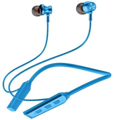 JAZX CR-N1 -48 Hours Waterproof Bluetooth Neckband, Wireless Stereo Headset With Mic Bluetooth Headset(Blue, In the Ear)