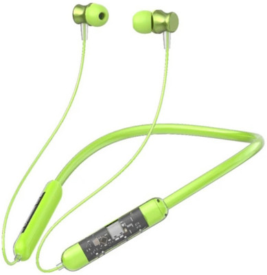 TEQIR Transparent Care 48 Hours Playing Time Fast Charging Neckband Earphone Bluetooth Gaming(Green, In the Ear)