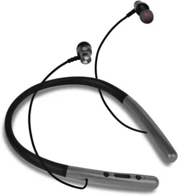 Hitage Neckband NBT6767+BT V5 38hrs MusicTime & 40hrs TalkTime Stylish Neckband Headset Bluetooth Headset(Grey, In the Ear)
