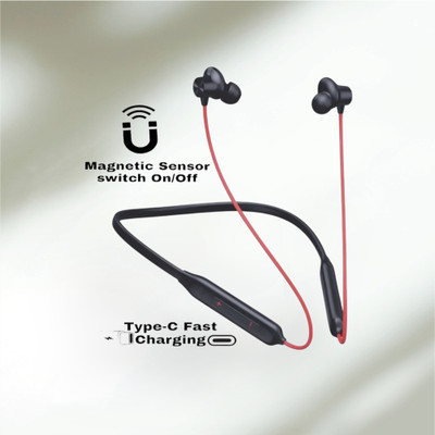 TWS Bulllets- MAGNETIC POWER OFF/ON 52Hr Playtime Headphone Bluetooth Neckband_PA Bluetooth & Wired(Red, In the Ear)