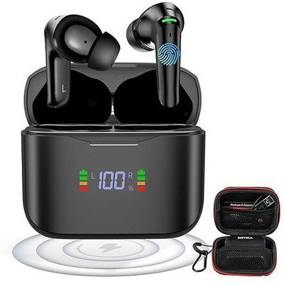 Edyell C9 Wireless Earbuds with 48 HRS Playtime USB-C, LED Display, IPX5 Waterproof Bluetooth(Black, On the Ear)
