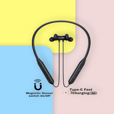 house of common 48 Hours Playtime Bluetooth Wireless Neckband Headphones Earphone_QB Bluetooth & Wired(Black, In the Ear)