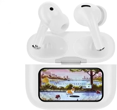 BfsTeckt Touch screen Display Earbuds with 48 hour Playtime ANC Waterproof Bluetooth Bluetooth(White, In the Ear)