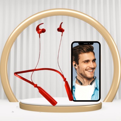 Clairbell 235 Wireless Bluetooth Neckband with Mic, Immersive Audio Upto 20H Playback I159 Bluetooth(Red, In the Ear)