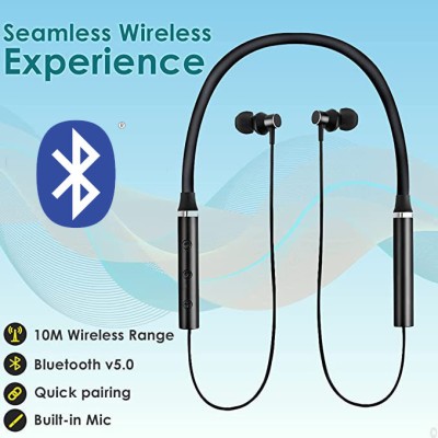 Gadget Master wireless Neckband blacktooth headphone pack of 1 Bluetooth Headset(Black, In the Ear)