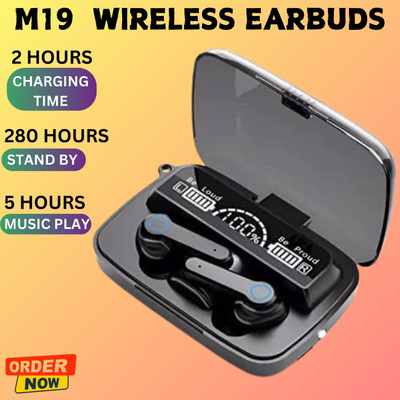 GUGGU M19 Wireless Earbuds TWS 5.1 LED Digital Display Touch Bluetooth Headphone W232 Bluetooth(Multicolor, True Wireless)