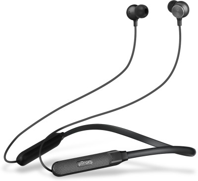 PTron Bassstrings Neckband, 24Hrs Playtime, HD Mic, Fast Charging Bluetooth Gaming Headset(Black, In the Ear)