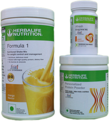 HERBALIFE FORMULA 1 MIX MANGO SHAKE 500G AND PROTEIN POWDER 200G + PEACH AFRESH 50G(750 ml)