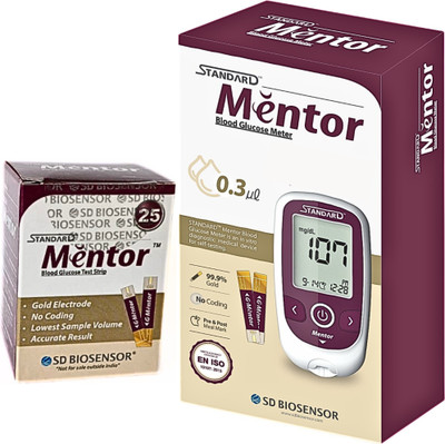 STANDARD Mentor Blood Glucose Monitoring Machine with 25 Glucometer Strips