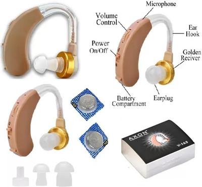 RnB Ear Machine V-163 wireless Kaan ki Machine Behind the Ear Suitable for Old Age & Hearing Loss Person Behind the Ear Hearing Aid(Beige)