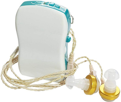 Balson F-16P Hearing Aid Machine with Long Wire and Soft Ear Tips - Advanced Technology Amplification for Crystal-Clear Sound Pocket Model Hearing Aid(white blue)