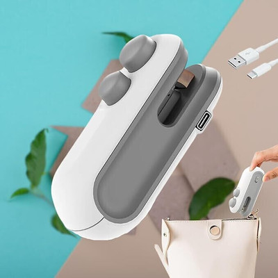 HDcare New Mini seal Machine, 2 in 1 USB Rechargeable Magnetic Heat Sealing & Cutting Hand Held Heat Sealer(2 mm)