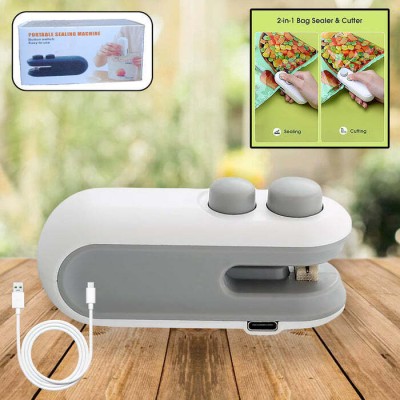 Deo Dap Rechargeable 2-in-1 Usb Sealing Machine -heat Seal & Cut For Food Storage (1 Pc) Hand Held Heat Sealer(15 mm)