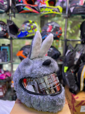 VermsBikers Universal Helmet Cover Bunny New grey Colours. Helmet Buckle Clip