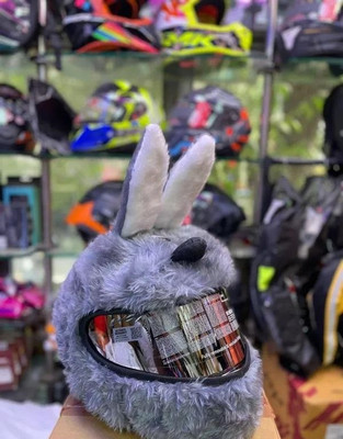 FLUFFNEST Grey Helmet Cover for Motorcycle Helmet, Fun Design and Gifts Bike Fairing Kit