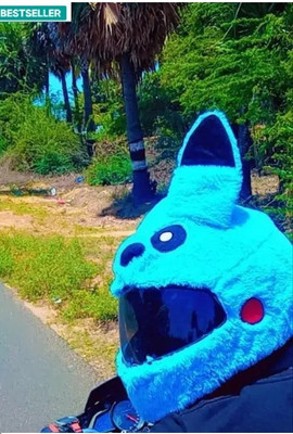 V VANTRA Blue Pikachu Hot Bunny Helmet Cover Bright Sky Blue free Size Helmet Buckle Clip Helmet Buckle Clip