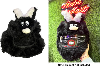 acube mart universal big fur bunny Helmet Cover for Motorcycle Helmet (black HC-14) Helmet Buckle Clip