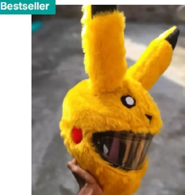 V VANTRA Pikachu-Inspired Plush Motorcycle Helmet Cover – Universal Fit Helmet Buckle Clip