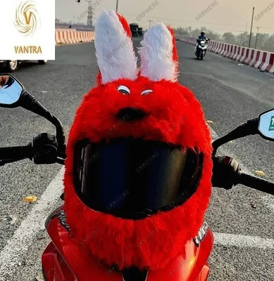 V VANTRA RED HELMET Funny Bunny Helmet Cover, Mode Helmet Buckle Clip