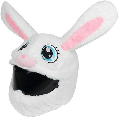 TEDDYHUBS White Bunny Motorcycle Helmet Only Cover Covers Suitable for Helmets Riding Gear Helmet Buckle Clip