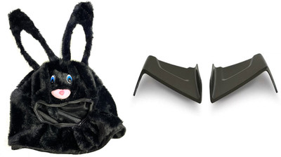acube mart bunny Helmet Cover for bike Helmet (black HC-05) with bike wings Winglet black Helmet Buckle Clip