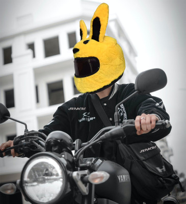 SRPHERE PP170 Piikachuu Design Bunny Helmet Cover for Full Helmet (Yellow) Helmet Buckle Clip