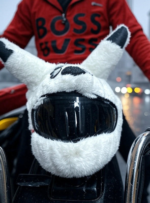 V VANTRA WHITE PIKACHU Helmet Cover For Full Face Helmet Helmet Buckle Clip