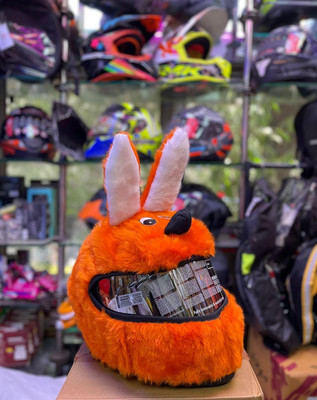 SRPHERE Orange-Bunny Helmet Cover for Riders | Motorcycle Funny Helmet Cover Bike Fairing Kit