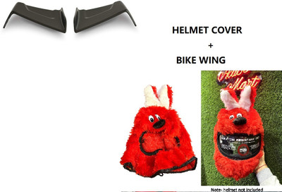 acube mart bunny Helmet Cover for bike Helmet (red HC-16) with bike wings Winglet black Helmet Buckle Clip