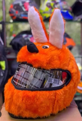 SHAH ENTERPRISES NEW Orange Rabbit Shape Style Bunny Helmet Cover For Full Face Helmet Motorbike Helmet Buckle Clip