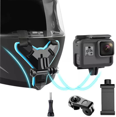 Ghynvi Mount Mobile Setup For MotoVlogging|Helmet Head ChinMount+360Phone Holder Helmet Mount
