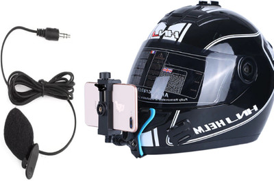 Gaynvi MotoVlogging Full Face with Chin+Mobile Holder+Mic(Combo) Helmet Mount