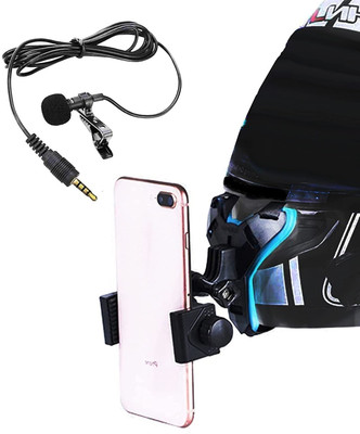Ghynvi MotoVlogging Full Face with Chin+Mobile Holder+Mic(Combo)For Bikers Helmet Mount Helmet Mount