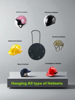 GLOBAL DESIGNERS Wall Mountable Helmet Holder, Black Multipurpose Bag Coat Keychain Helmet Hanger Helmet Mount
