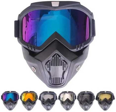 Wishmech Motorcycle Goggle mask Anti Scratch UV Protective Face Mask (pack of 2) Helmet Visor(Mullti Color)