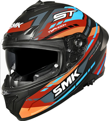 SMK Typhoon Sports Tourer ISI, DOT & ECE 06 Certified Helmet with Dual Visor Motorbike Helmet(MATT BLACK & MA275)