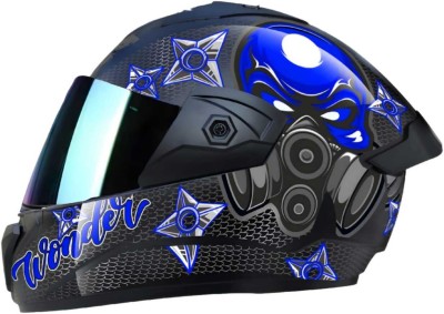 Agx Foroly Wonder Ninja ABS Material with Rainbow Visor Motorbike Helmet(Blue)