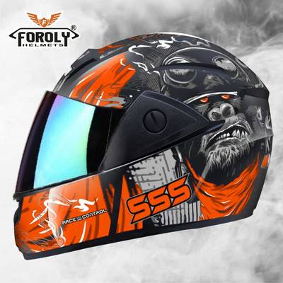 FOROLY Gorilla ABS Material with Rainbow visor Motorbike Helmet