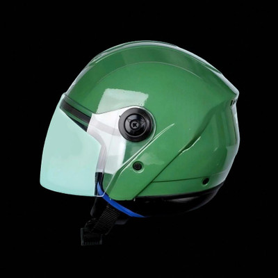 deletion Track with PolyCarbonate Visor ABS Material Unisex (PP-1) Motorbike Helmet(Green)