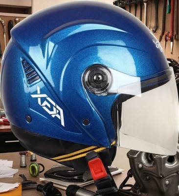 TRINOS Aura Open Face Unisex Bike/Scooty (KK-1) Motorbike Helmet(Blue)