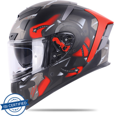 IGNYTE IGN-4 GOOS Full Face Graphic Helmet Motorbike Helmet(Matt Black Red with Anti Fog Clear Visor)