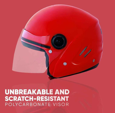 Racing-1 Track ISI Certified Open Face Helmet for Men & Women Motorbike Helmet(Red)