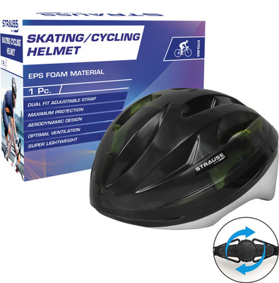 Strauss Adjustable Cycling Helmet| Ideal for Adults | Elite- Senior|Skating & Cycling Helmet(Black & Green [Adjustable] White EPS)