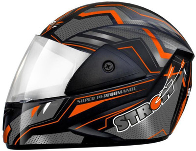 FOROLY Samrat Strom ABS Material with Polycarbonate visor Motorbike Helmet(Orange)