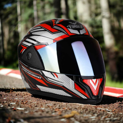 FOROLY Storm D2 Full Face ABS Material with Rainbow visor Motorbike Helmet(Red)