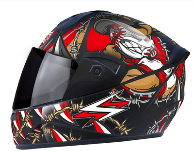 Agx Fighter Dog HD Graphics with Anti UV PC Visor ABS Material Unisex Motorbike Helmet(Multicolor)