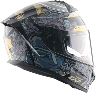 VEGA Zap Medusa Dual Visor Full Face Medium Motorbike Helmet(Black Grey)